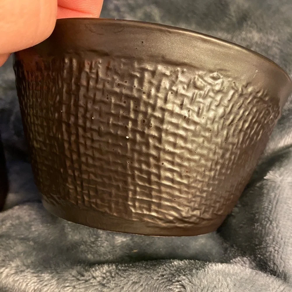 Pier 1 Imports bowls set 2 brown outside light blue inside crackle rice bowl UBG